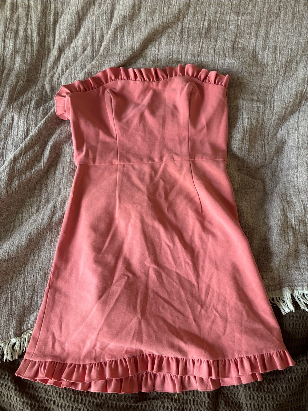French Connection Coral Strapless Ruffle Mini Dress
